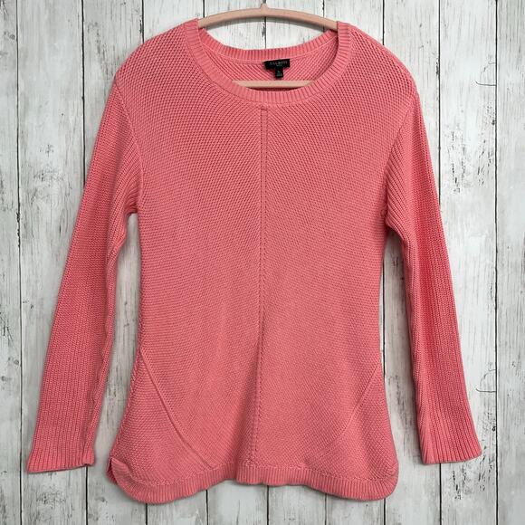Talbots Shaker Stretch Long Sleeve Pink Knit Warm Pullover Crew Neck Sweater SP - Picture 1 of 7